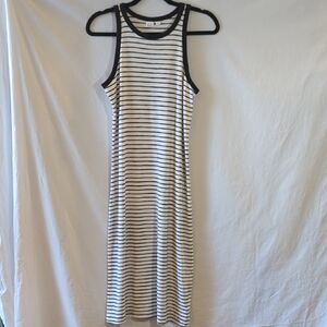 GAP S Black and White Striped Midi Dress Stretchy Spring Ready